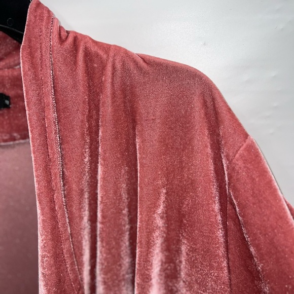 Women's Velvet Open Front Cardigan Sweater - Pink - Picture 5 of 13